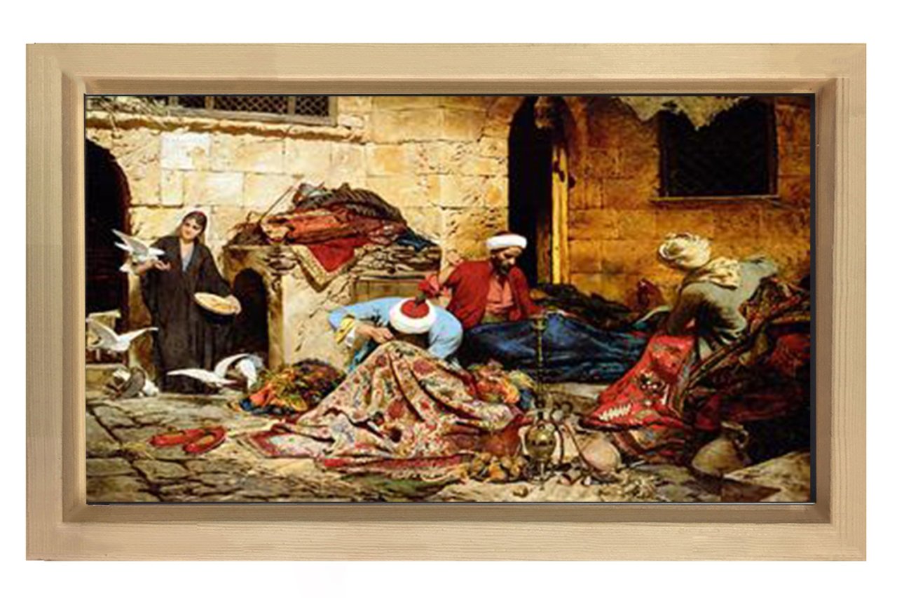 Osmanlı Esnafları Tablosu Naturel Ahşap Çerçeve - 45x30