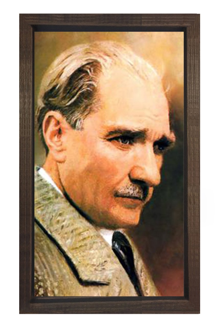 Atatürk Tablosu Kahverengi Ahşap - 50x90