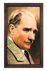 Atatürk Tablosu Kahverengi Ahşap - 50x90