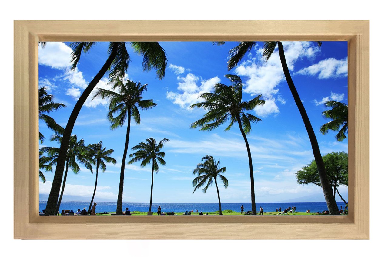 Tropikal Manzara Tablosu Naturel Ahşap Çerçeve - 45x30