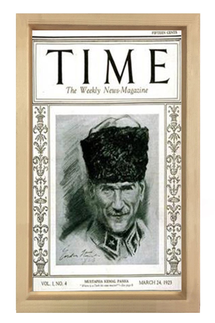 Atatürk Times Kapağı Tablosu Naturel Ahşap - 50x70