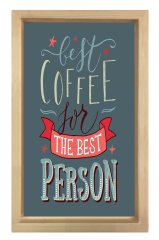 Coffee For The Best Person Tablosu Naturel Ahşap Çerçeve - 50x90