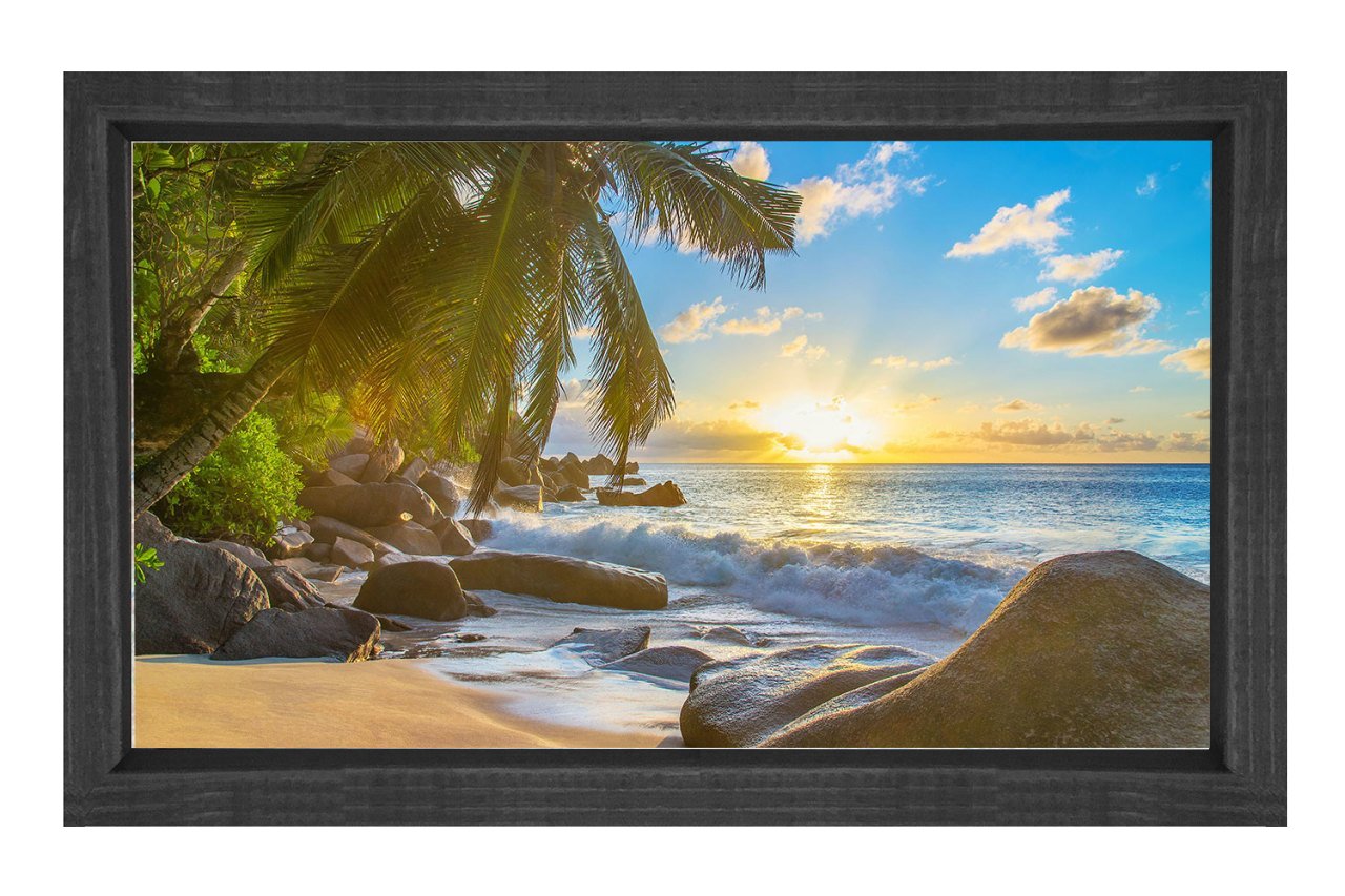 Tropikal Manzara Tablosu Siyah Ahşap Çerçeve - 50x70