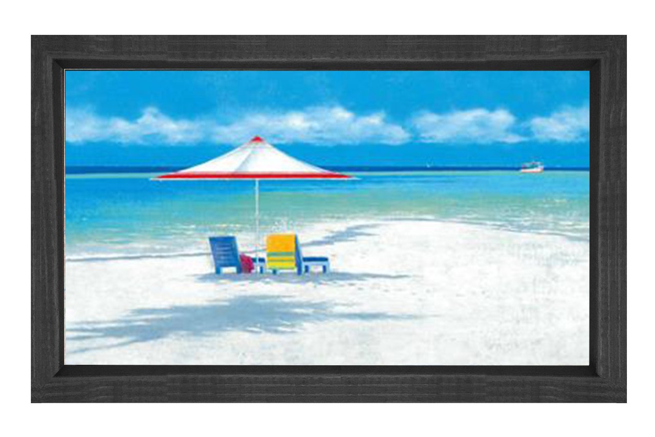 Kumsal ve Şemsiye röprodüksiyon Tablosu Siyah Ahşap Çerçeve - 50x90