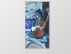 Yaşlı Gitarist Tablosu Çerçevesiz - 50x90