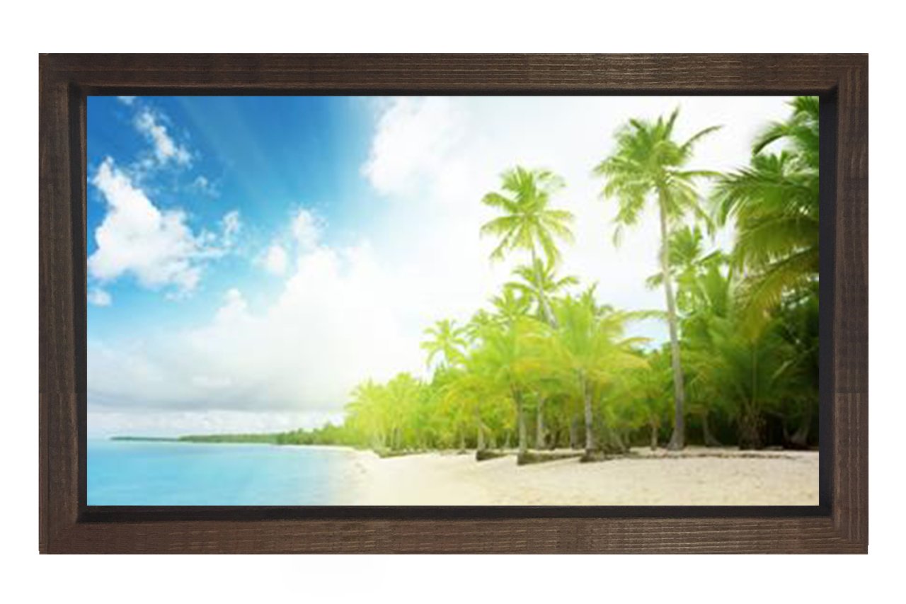 Tropikal Manzara Tablosu Kahverengi Ahşap Çerçeve - 70x100