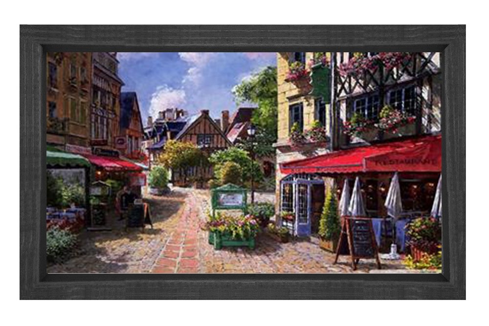 Fransız Sokağı Tablosu Siyah Ahşap - 70x100