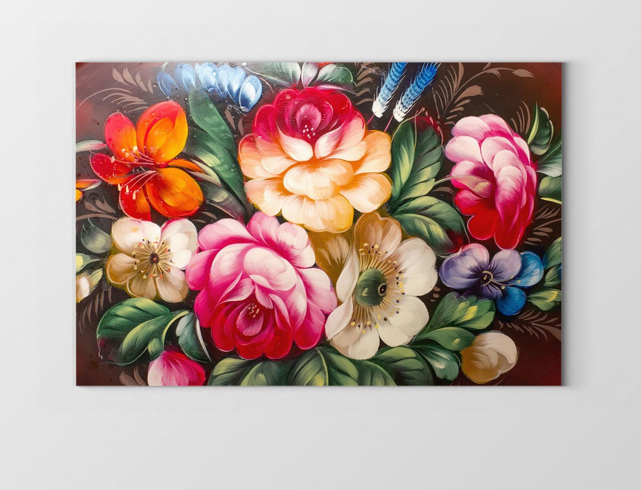 Renkli Gül Çiçekleri Çerçevesiz - 50x70
