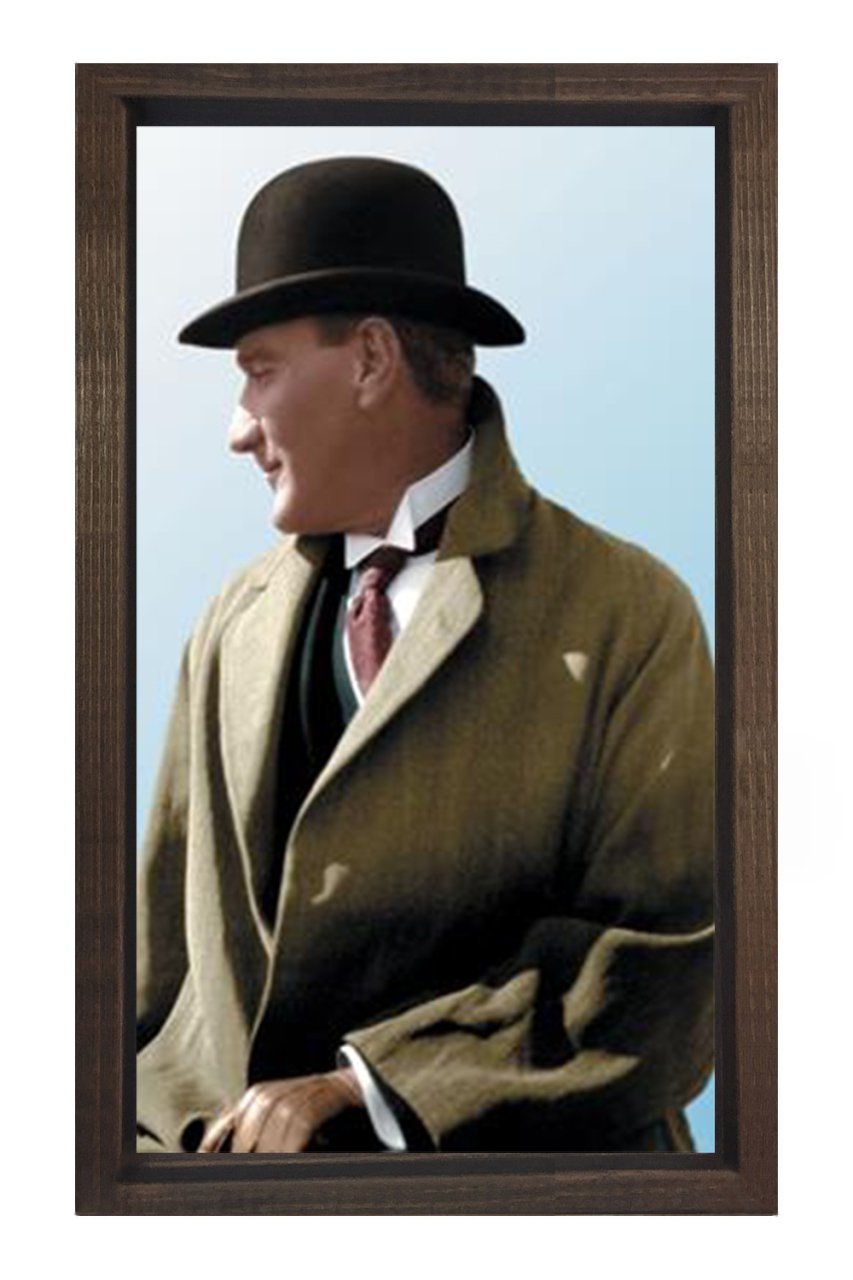 Atatürk Tablosu Tablosu Kahverengi Ahşap Çerçeve - 100x150