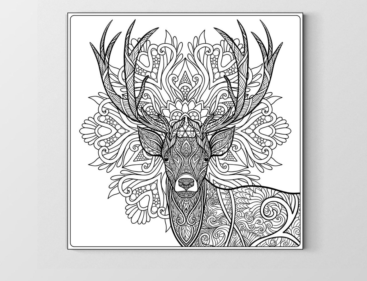 Mandala Geyik Tablosu Çerçevesiz - 50x50