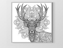 Mandala Geyik Tablosu Çerçevesiz - 50x50