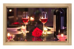 Romantik Masa Ve Şarap Kadehleri Tablosu Naturel Ahşap - 70x100