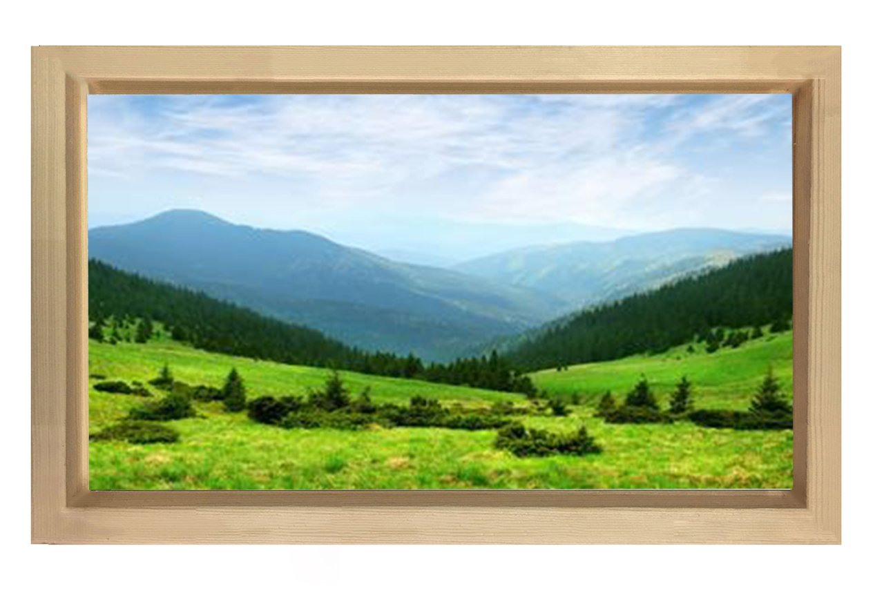 Muhteşem Yeşil Manzara Tablosu Naturel Ahşap - 70x100