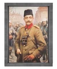 Enver Paşa Tablosu Siyah Ahşap Çerçeve - 100x200