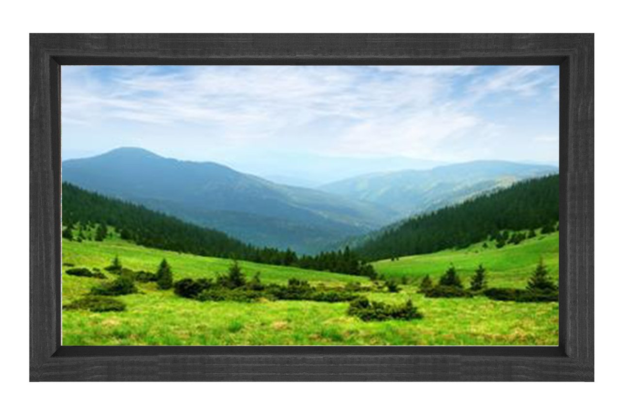 Muhteşem Yeşil Manzara Tablosu Siyah Ahşap - 50x70