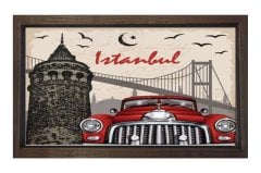 İstanbul ve Kırmızı Klasik Araba Tablosu