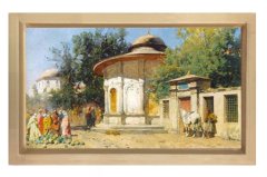 Cami Çeşmesi Tablosu Naturel Ahşap Çerçeve - 45x30
