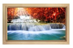 Kırmızılıklı Manzara Şelale Tablosu Naturel Ahşap Çerçeve - 100x200