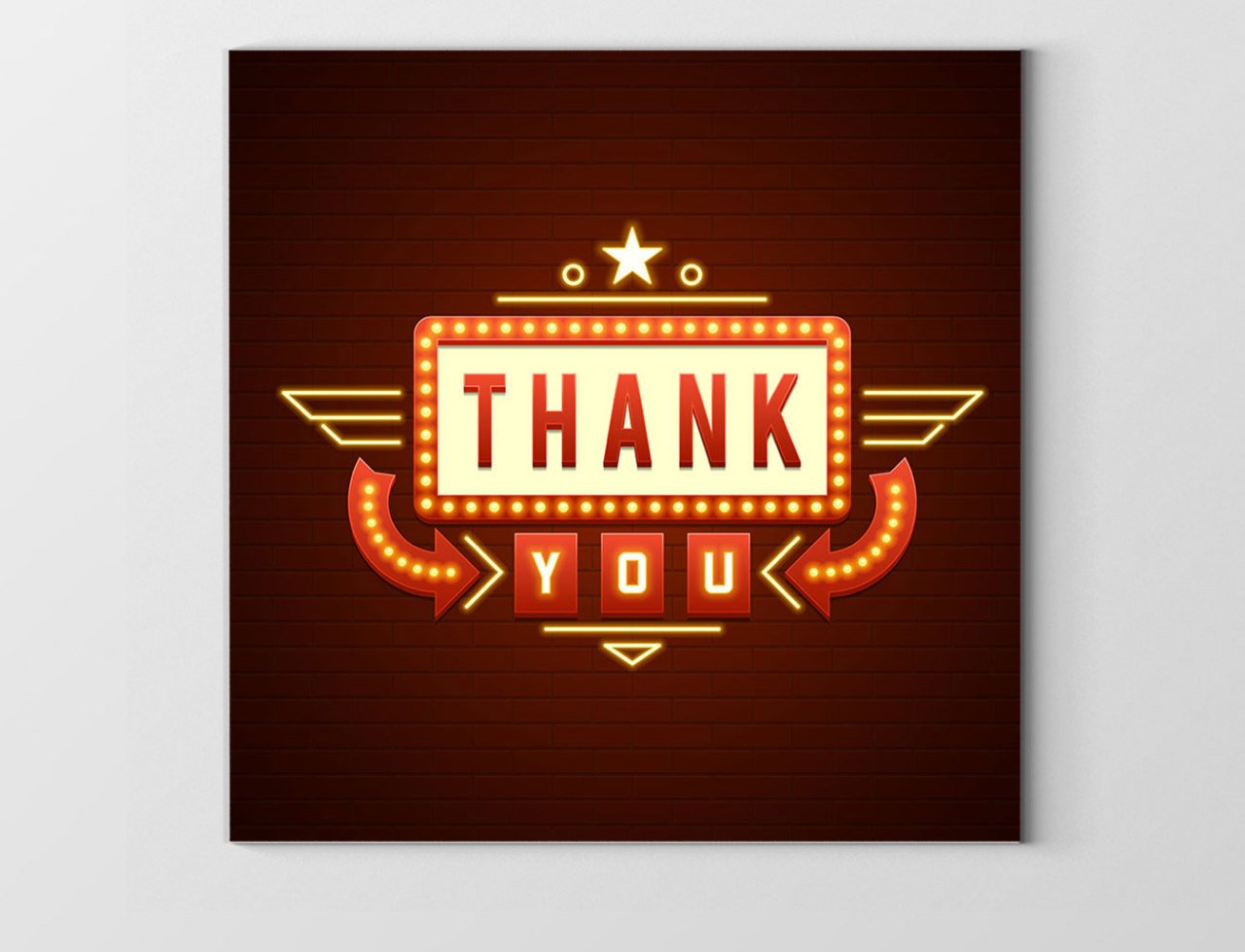 Thank You Yazısı Tablosu Çerçevesiz - 100x100
