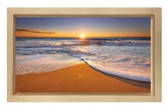 Kumsal ve Güneş Batımı Tablosu Naturel Ahşap - 40x60