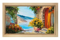 Reprodıksıyon Manzara Tablosu Naturel Ahşap - 40x60