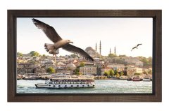 İstanbul ve Martılar Tablosu Kahverengi Ahşap - 100x200