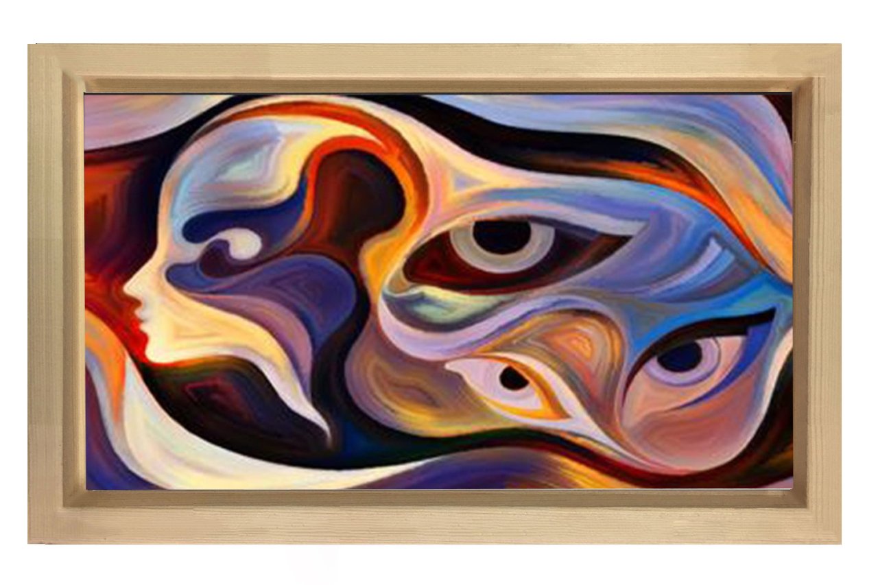 Soyut Reprodüksiyon Tablosu Naturel Ahşap - 45x30