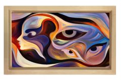 Soyut Reprodüksiyon Tablosu Naturel Ahşap - 45x30