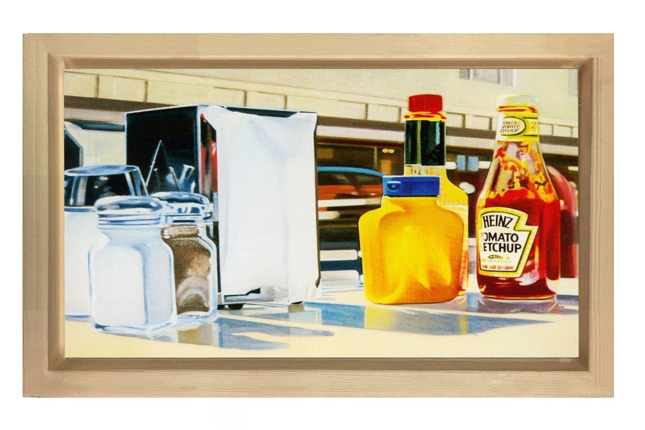 Hamburger Masası Tablosu Naturel Ahşap Çerçeve - 40x60