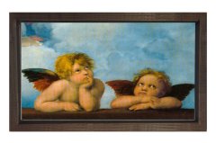 Düşünen Melekler Tablosu Kahverengi Ahşap Çerçeve - 70x100