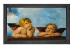 Düşünen Melekler Tablosu Siyah Ahşap Çerçeve - 100x150