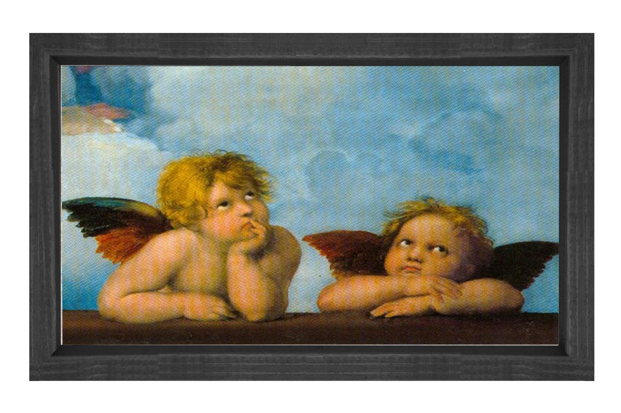 Düşünen Melekler Tablosu Siyah Ahşap Çerçeve - 50x70