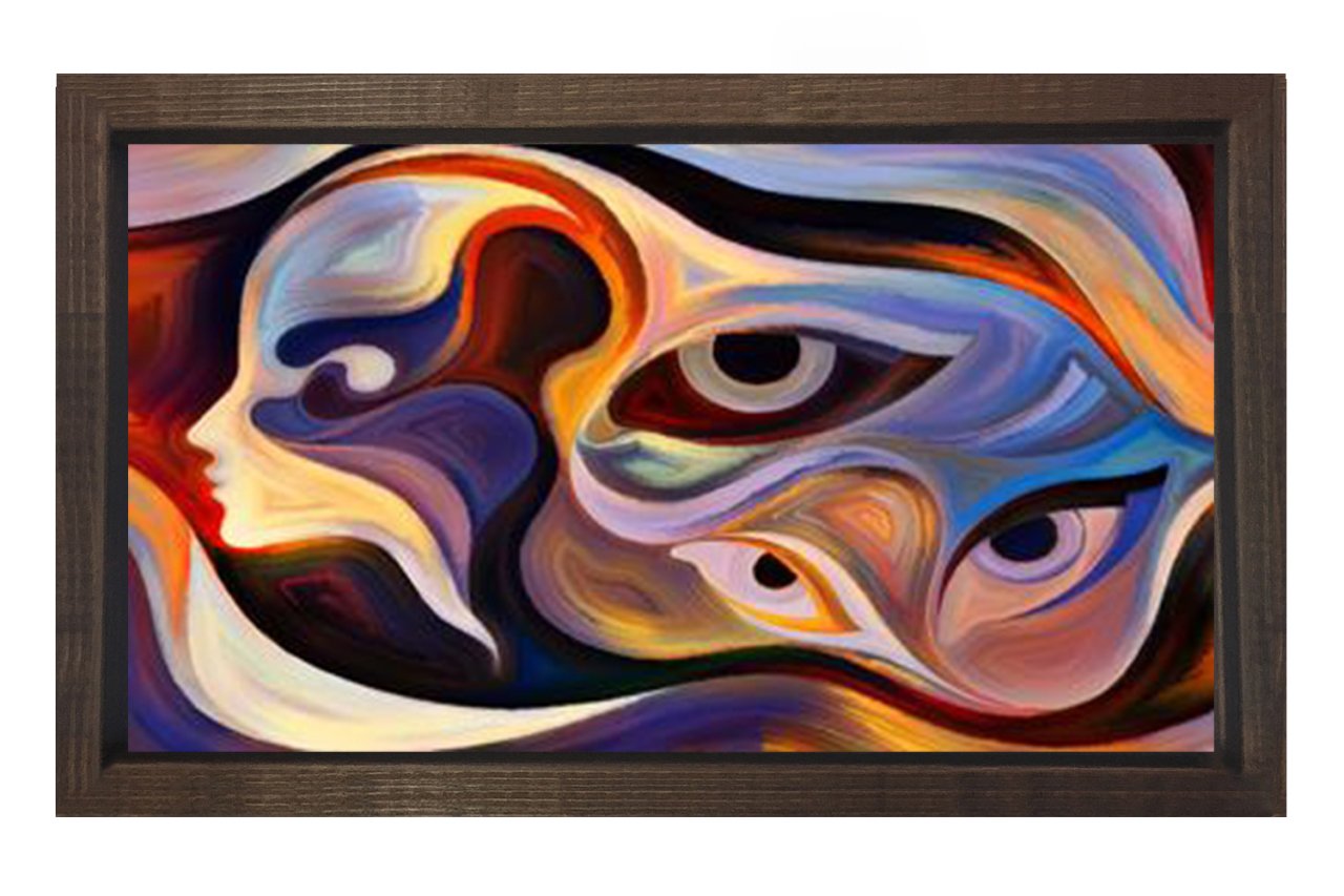 Soyut Reprodüksiyon Tablosu Kahverengi Ahşap - 40x60