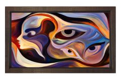 Soyut Reprodüksiyon Tablosu Kahverengi Ahşap - 40x60