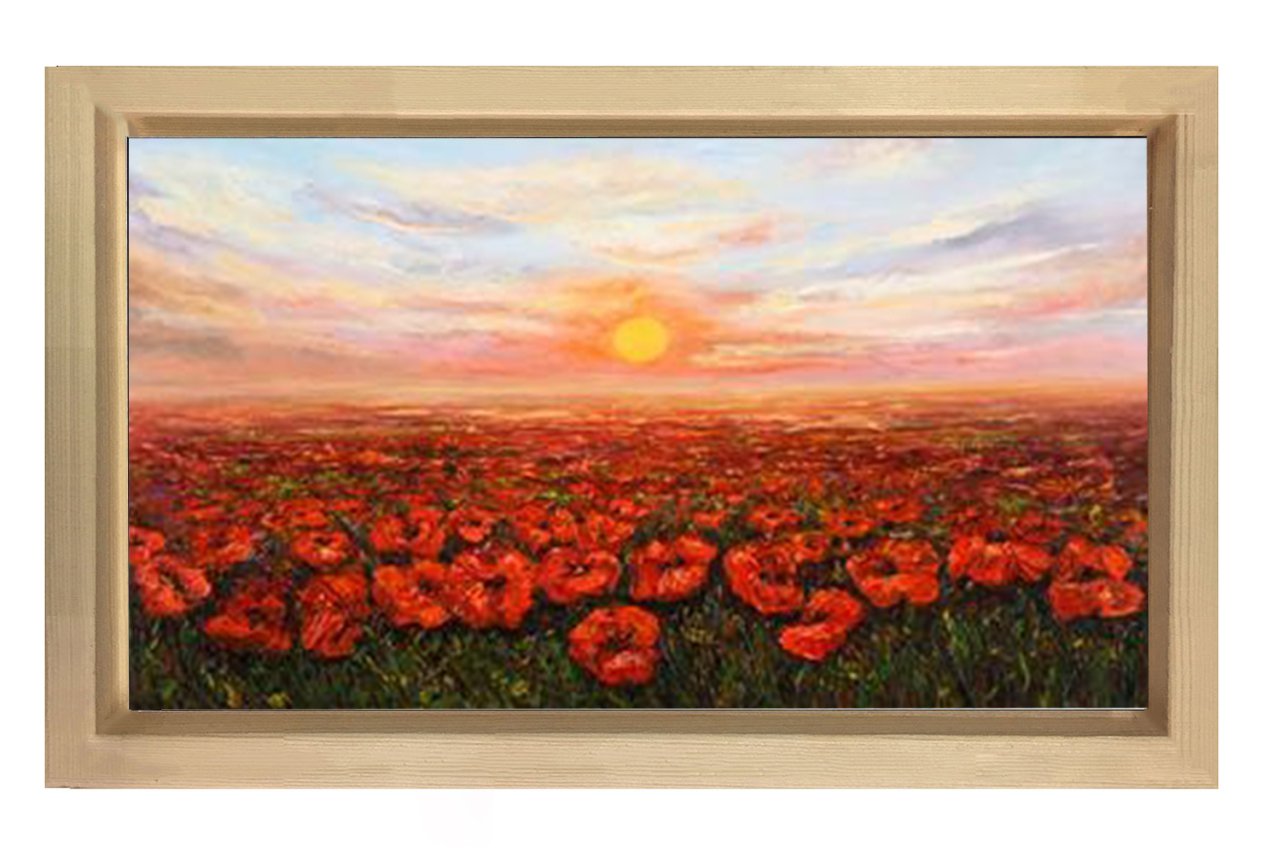 Gelincik Tarla Tablosu Naturel Ahşap - 100x200