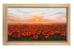 Gelincik Tarla Tablosu Naturel Ahşap - 45x30