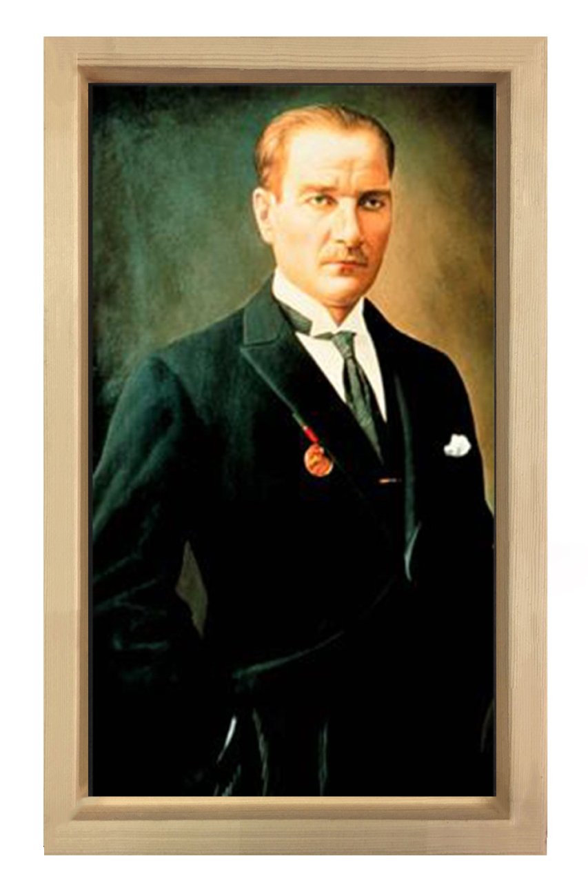 Atatürk Tablosu Naturel Ahşap - 40x60