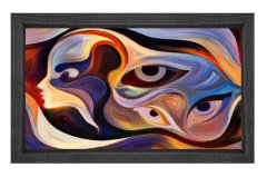 Soyut Reprodüksiyon Tablosu Siyah Ahşap - 40x60