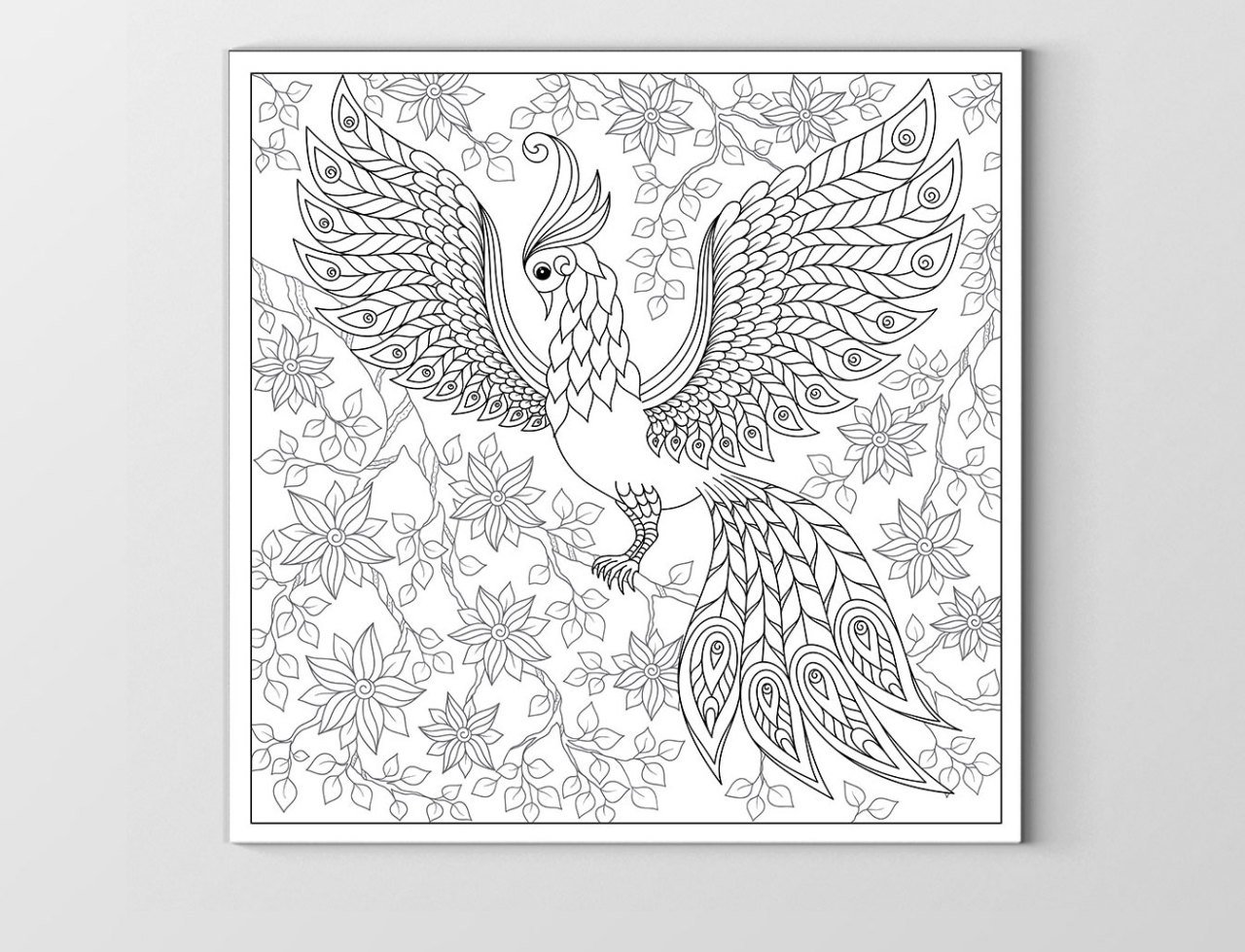Güzel Kuş Boyama Tablo Tablosu Çerçevesiz - 70x70