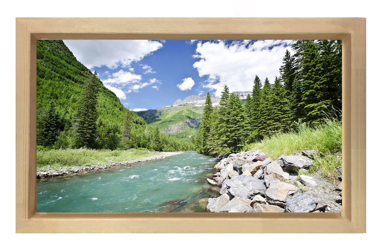 Muhtesem Doğa Manzarası Tablosu Naturel Ahşap Çerçeve - 100x200