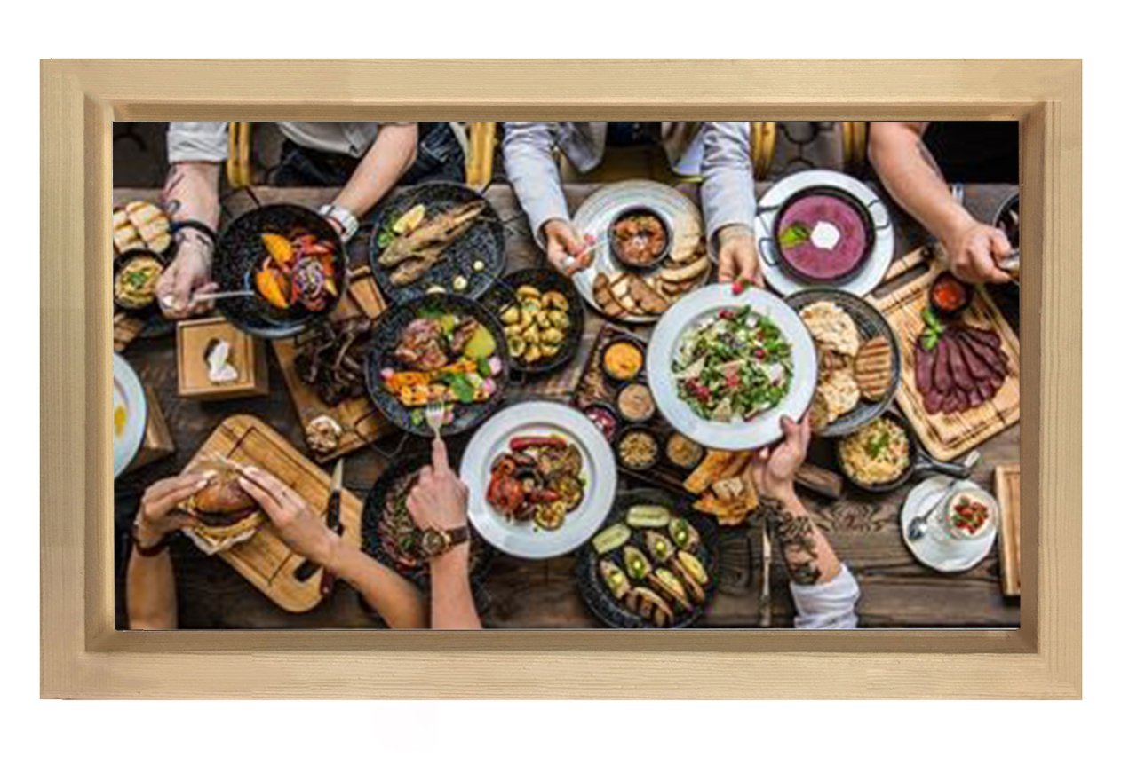 Kalabalık Yemek Masası Tablosu Naturel Ahşap - 40x60