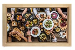 Kalabalık Yemek Masası Tablosu Naturel Ahşap - 45x30