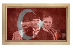 Atatürk Ve Türk Bayrağı Tablosu Naturel Ahşap - 100x150