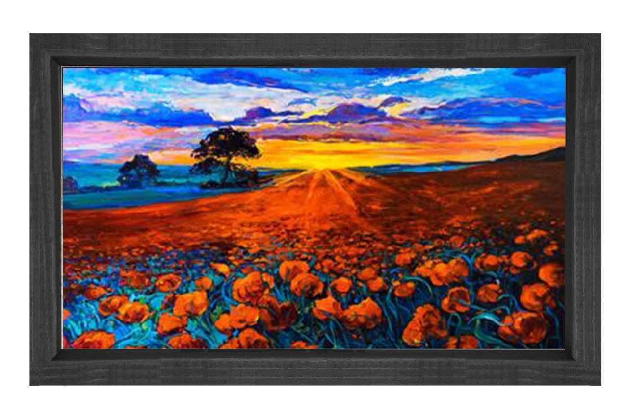 Gelincik Tarlası Reprodüksiyon Tablosu Siyah Ahşap - 45x30