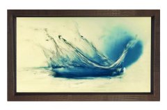 Soyut Mavilik  Tablosu Kahverengi Ahşap - 100x150