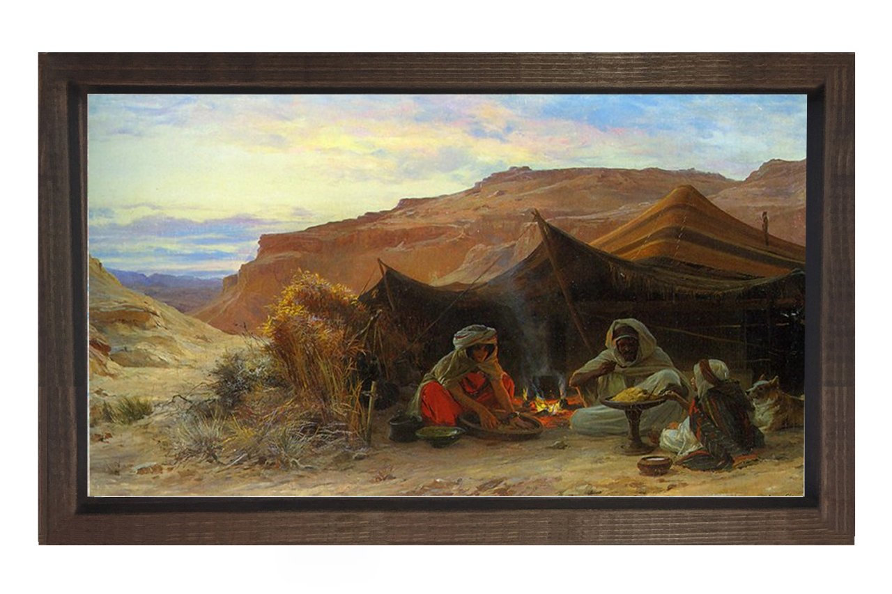 Bedevi Çadırı Tablosu Kahverengi Ahşap Çerçeve - 50x90