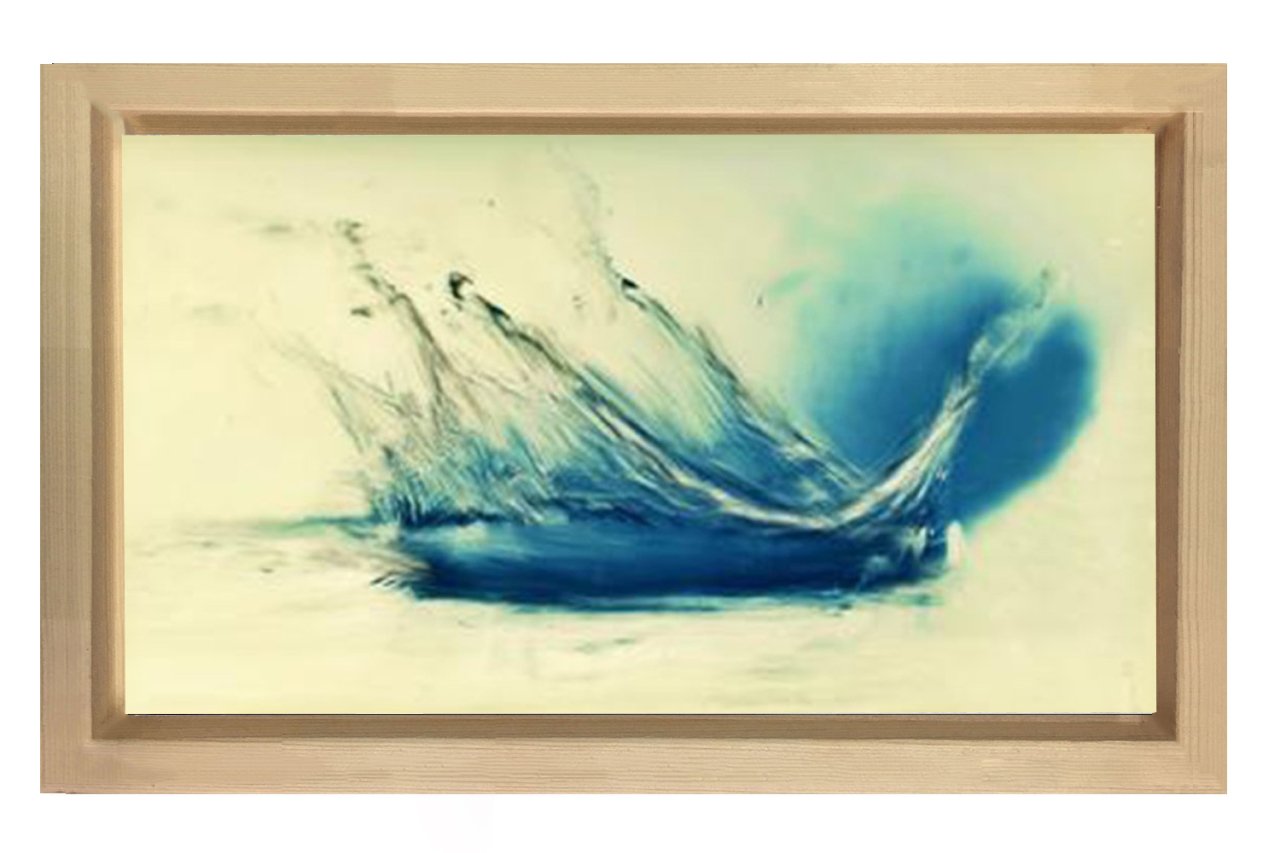 Soyut Mavilik  Tablosu Naturel Ahşap - 100x200