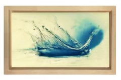 Soyut Mavilik  Tablosu Naturel Ahşap - 100x200