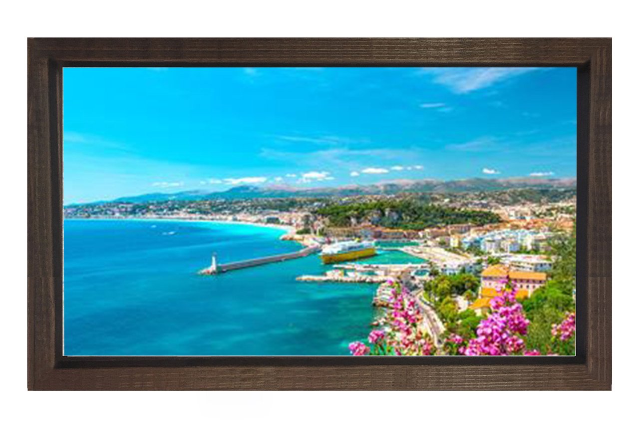 Sahil Boyu Manzarası Tablosu Kahverengi Ahşap - 50x70