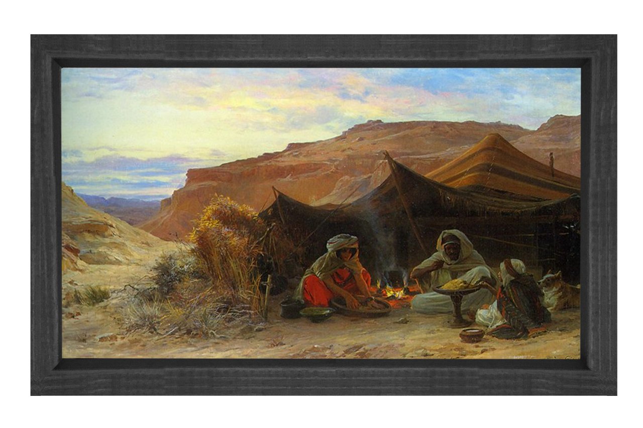 Bedevi Çadırı Tablosu Siyah Ahşap Çerçeve - 100x200